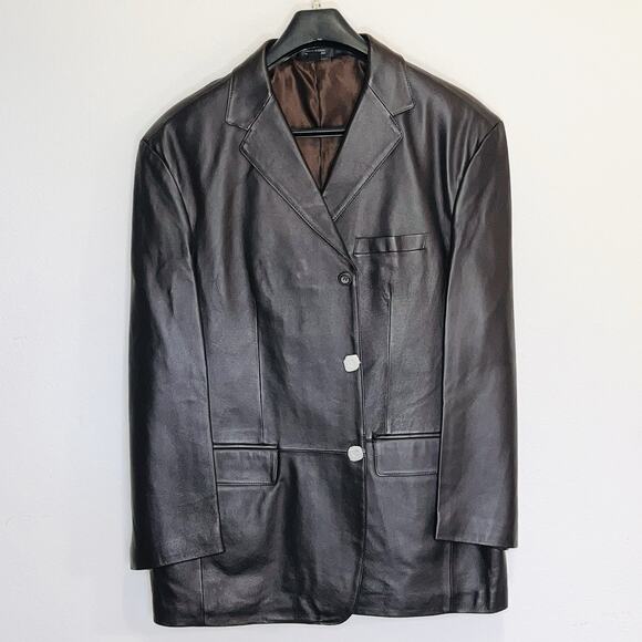 Stafford Blazer Jacket Size XL Brown Leather Lined Single Breasted 3-Button NWT - Picture 1 of 16